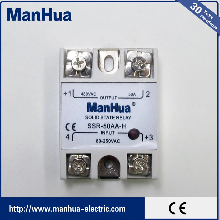 Oem MANHUA однофазные к сети переменного 80-250VAC к 480VAC 50A белый твердотельные реле / SSR реле с CE