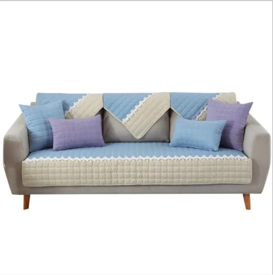 Charmcci 600214 Summer simple cushion sofa cover leather flax non-slip high quality satin 3 places living room printed