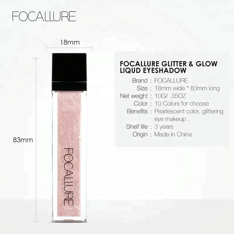 
Focallure Famous Brand New Luster Dazzling 10 Colors Fashion Glitter Eyeshadow Natural Organic Women Cosmetics 