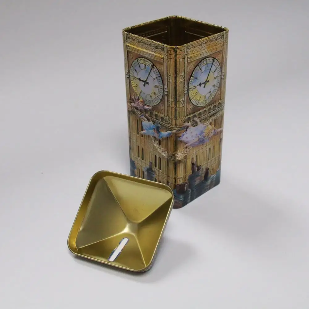 big ben shape piggy bank/coin collection tin can box