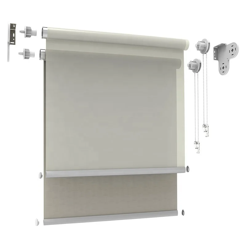 Double Layer Bracket 28mm/38mm Light Filtering Sunscreen & Blackout Dual Roller Blinds
