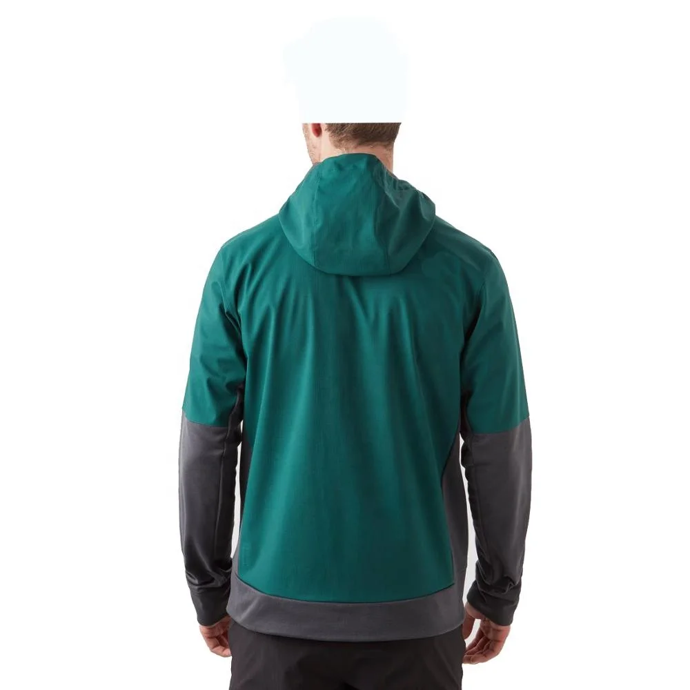 Mens outdoor hiking softshell sport jacket knitted panel ripstop soft shell fabric water repellent and breathable