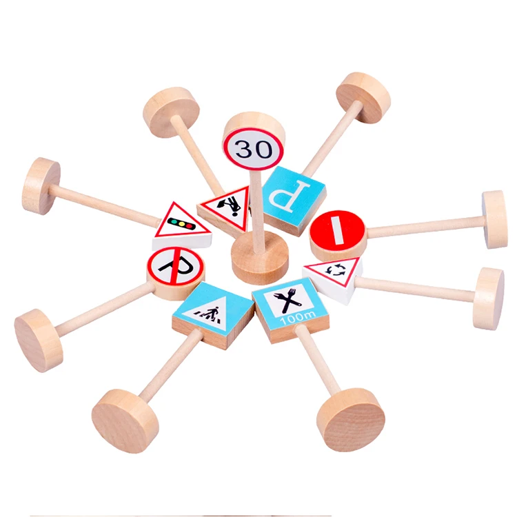 15 Set Wooden Toy Road Signs Play Set Traffic Sign Wooden Toy Traffic Light