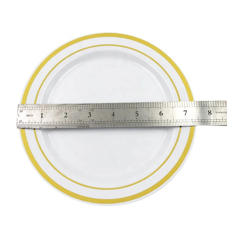 wedding rose gold rim disposable rose golden color for party plastic plates set