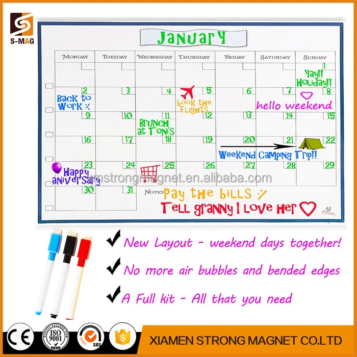 Fridge Magnetic black magnetic calendar Weekly Magnetic Chalk board magnetic writing black board Menu Planner for sale