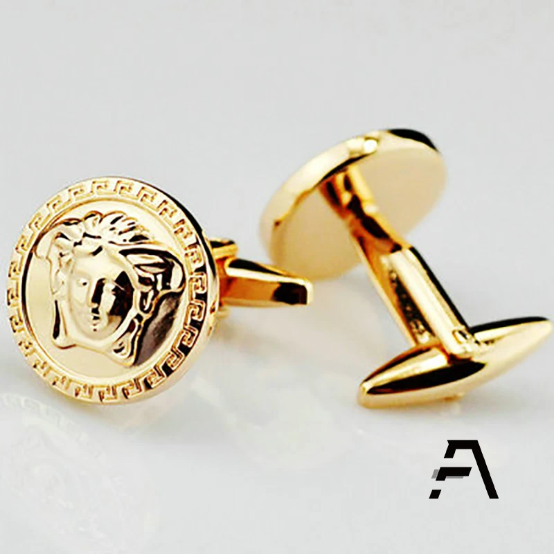 Золотые женские запонки со змеиным ворсом