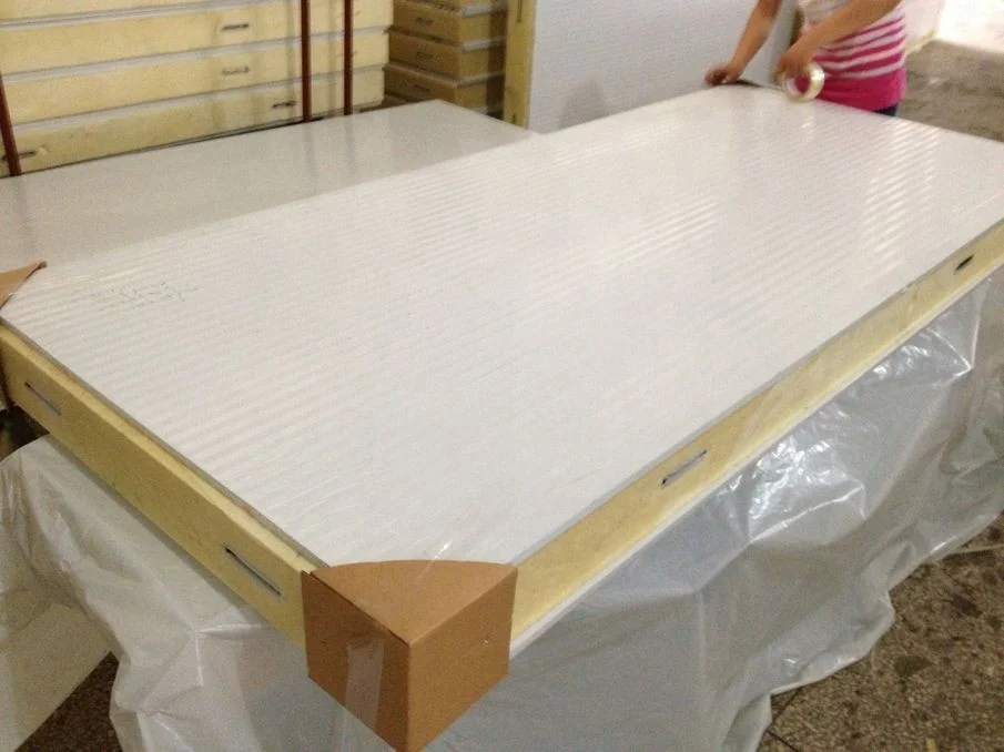 100mm Cold room ceiling and wall  PU insulation panels with white PPGI