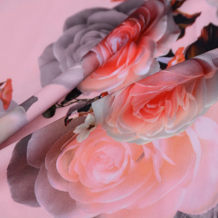 
Super soft minky digital print flower design breathable stretch fabric for women garment 