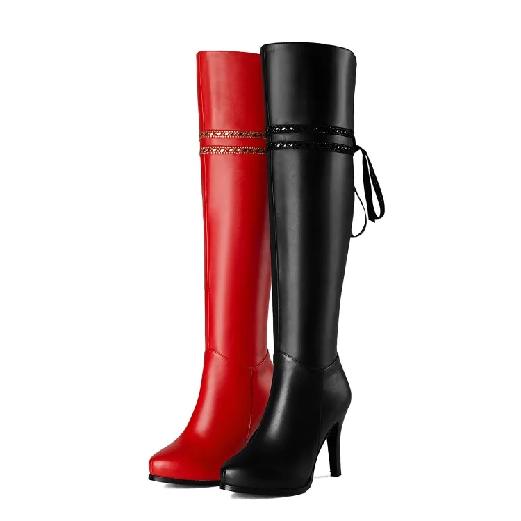 latest wholesale genuine leather office lady shoe knee boot round toe platform high heel fringe dress long boots