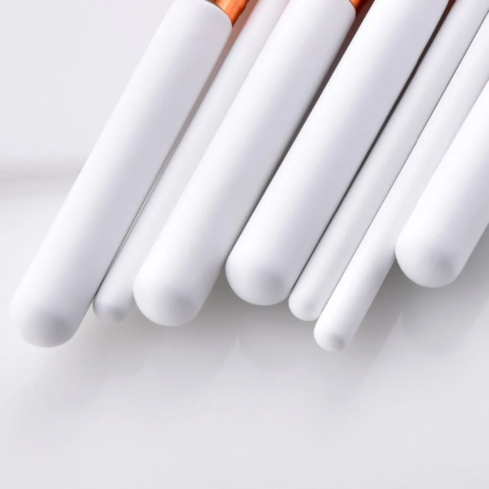 
High quality factory 7piece makeup tools white rose gold nylon hair makeup brushes 