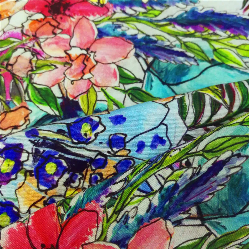 Custom Digital Print 100% Soft Cotton Twill Fabric 140gsm for Garment Cotton Material