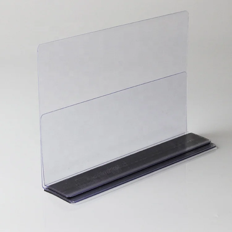 Supermarket Plastic PVC Clear Magnetic L Shape Shelf Dividers for Metal Shelf