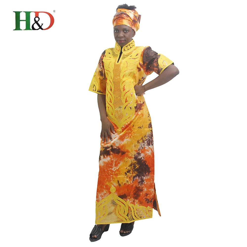 H & D Горячая alibaba страна КИТАЙ 2018 Платья вечерние платья Женская одежда африканская вышивка Базен платье оптовая продажа