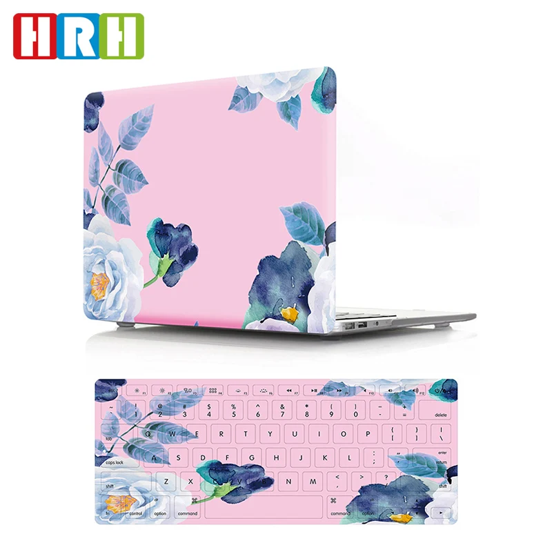 2 in 1 Laptop Case and Keyboard Cover Flower Design Hard Plastic Case Keyboard Cover For Mac air pro retina 13 15 16 inch A2179
