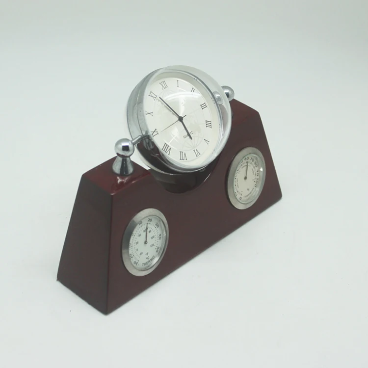Wooden Weather Station Thermometer and  Hygrometer Desk  Clock
