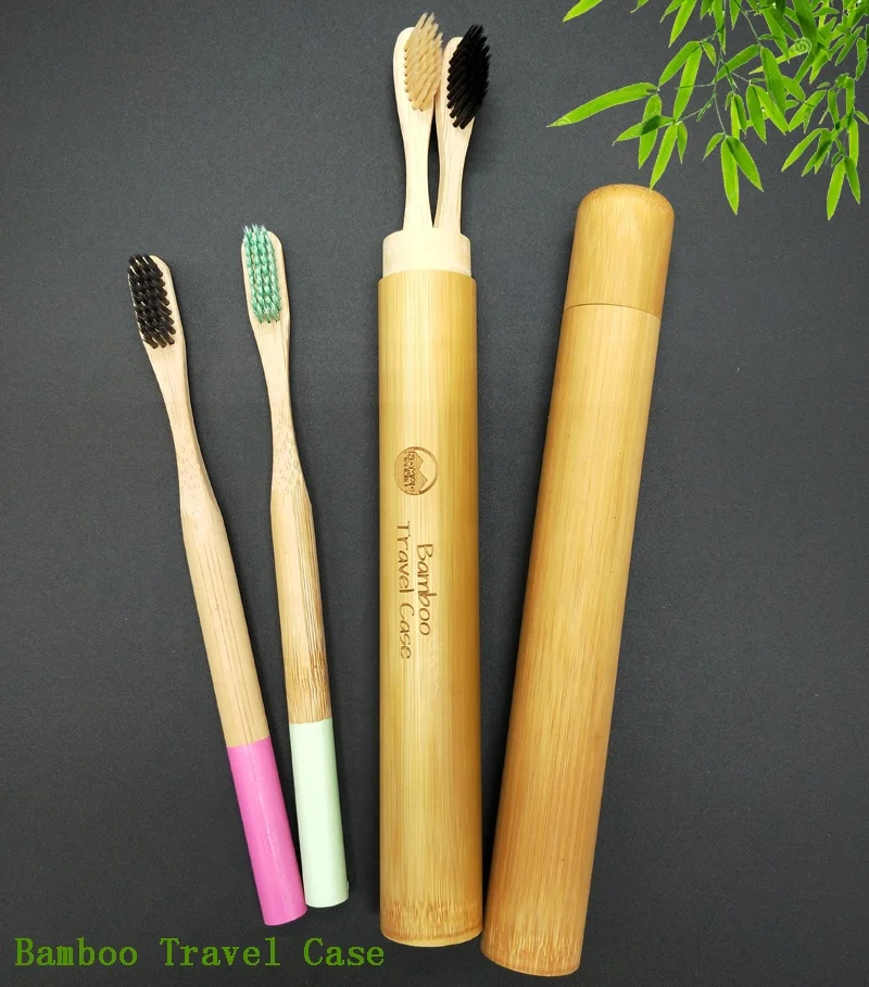 Yangzhou private bamboo travel case portable toothbrush holder box custom logo natural wood wholesale manufacture kids adult