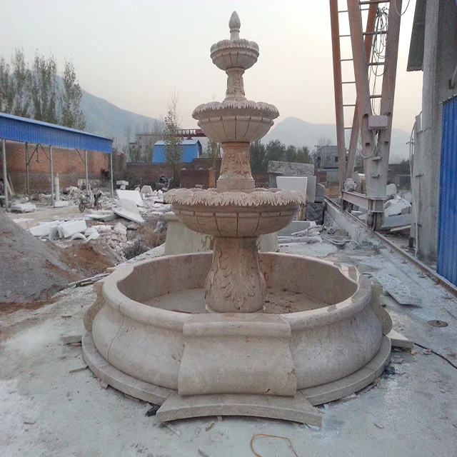 Customized Park Square Landscape Fountain,White Black Carving Granite Stone Courtyard Villa Decoration,Stone Fountain