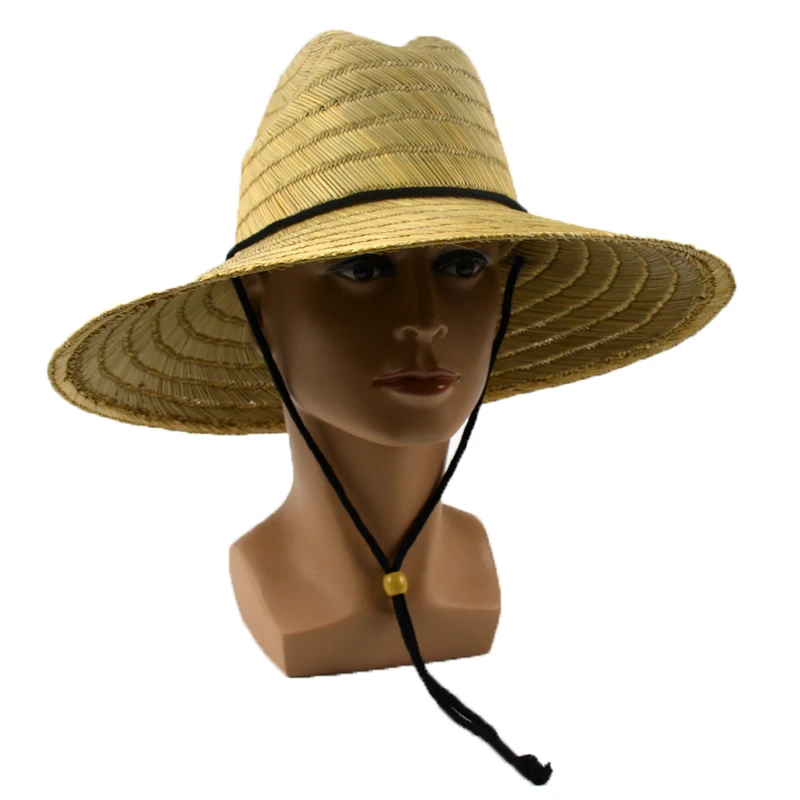 Natural Cheap Straw Lifeguard Hat with Chin Strap