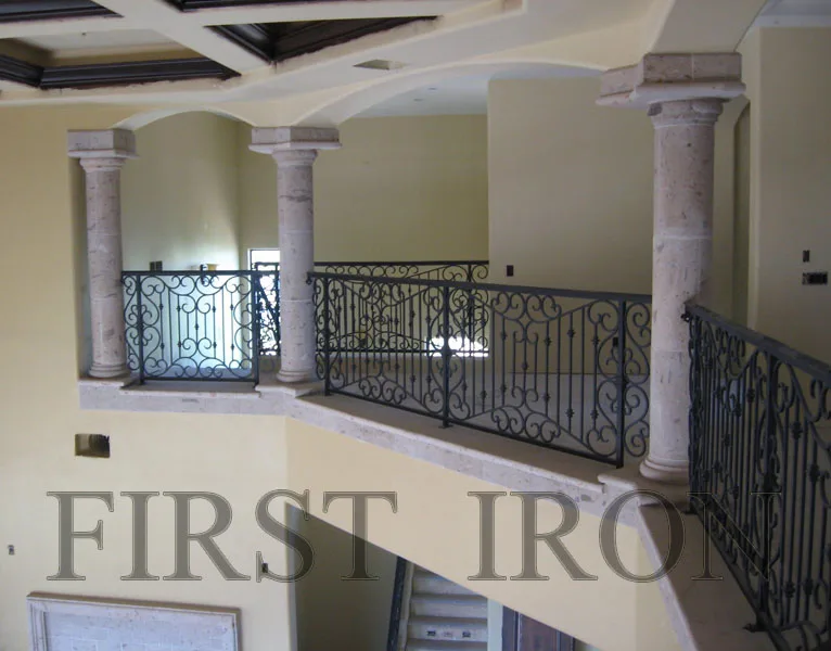 Inside galvanized steel staircase/interior metal stairs /indoor railing/iron balustrade