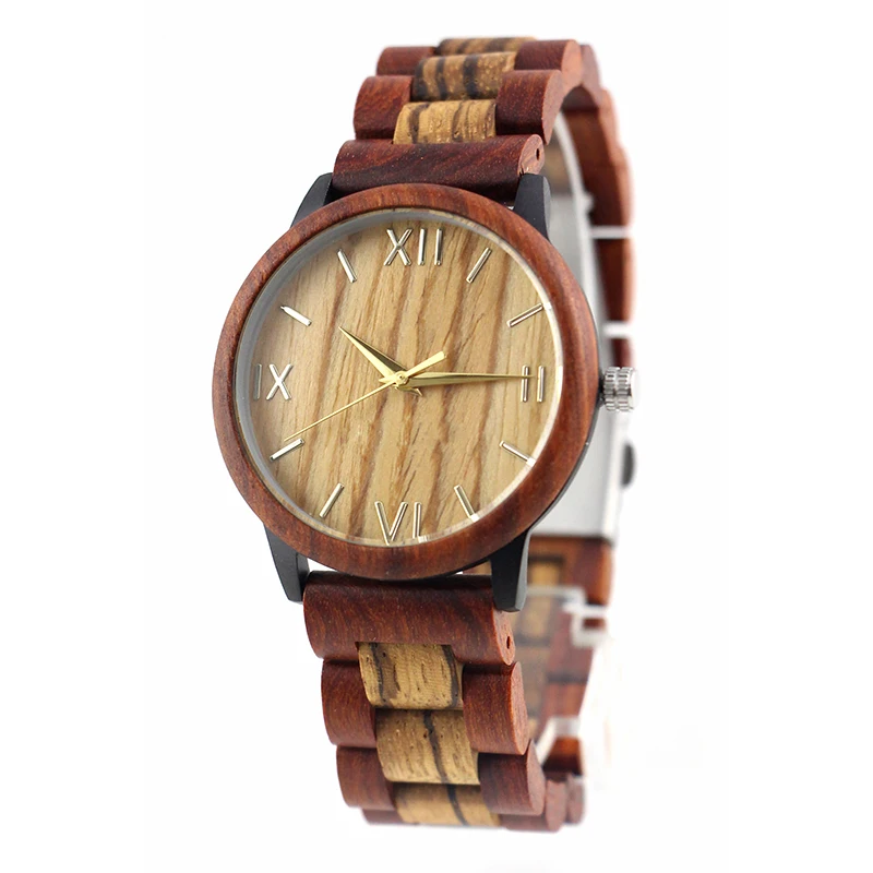 Alloy quality custom made stainless steel back male luxury brand fashion latest wood wrist watches for men and woman