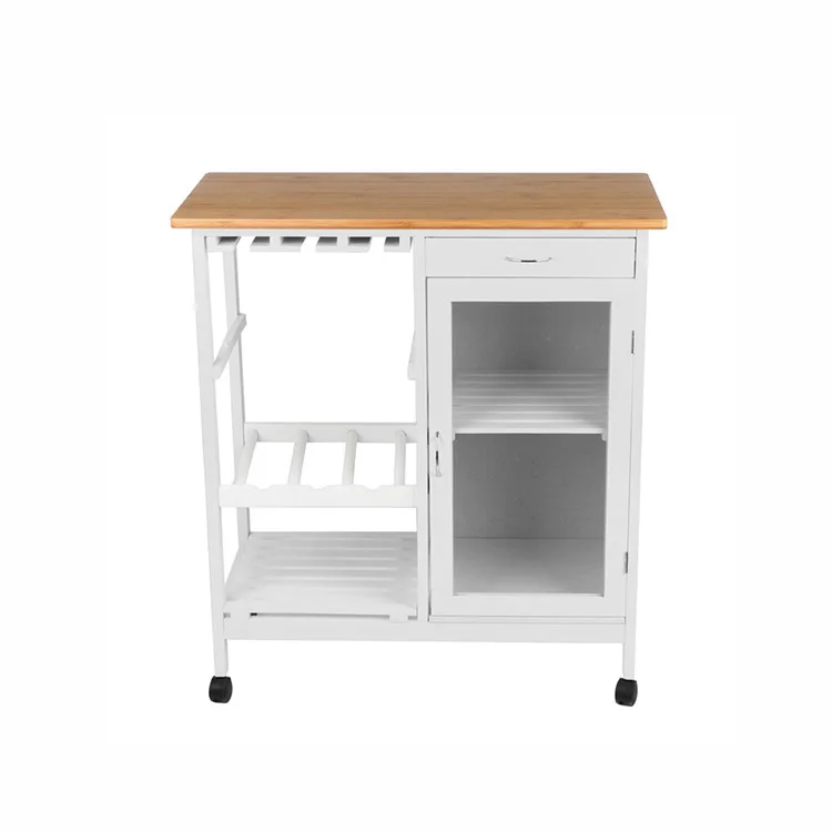 Design Bamboo Wood Kitchen Food Trolley For Home