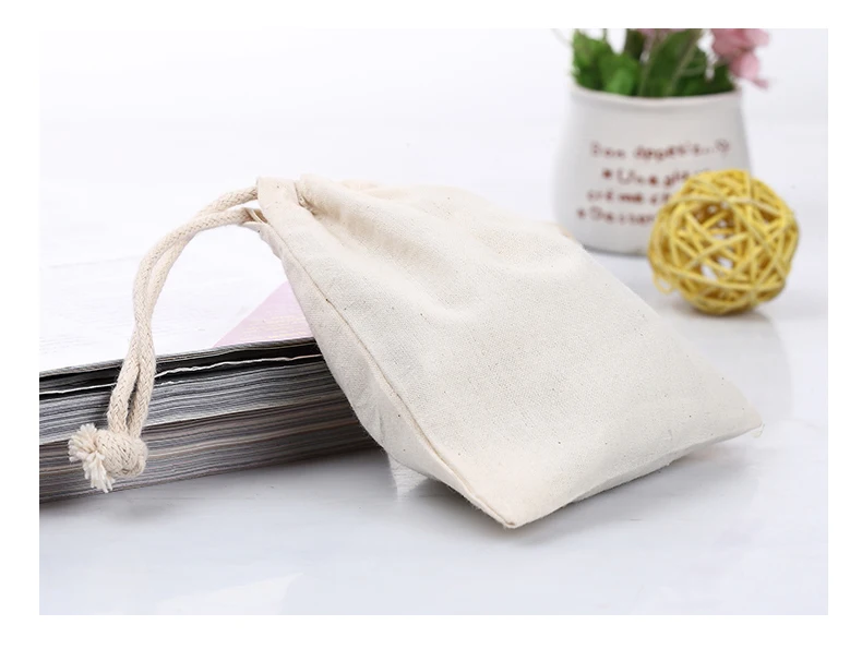 Nature Drawstring Cotton Pouch For Jewelry Muslin Bag canvas drawstring bag