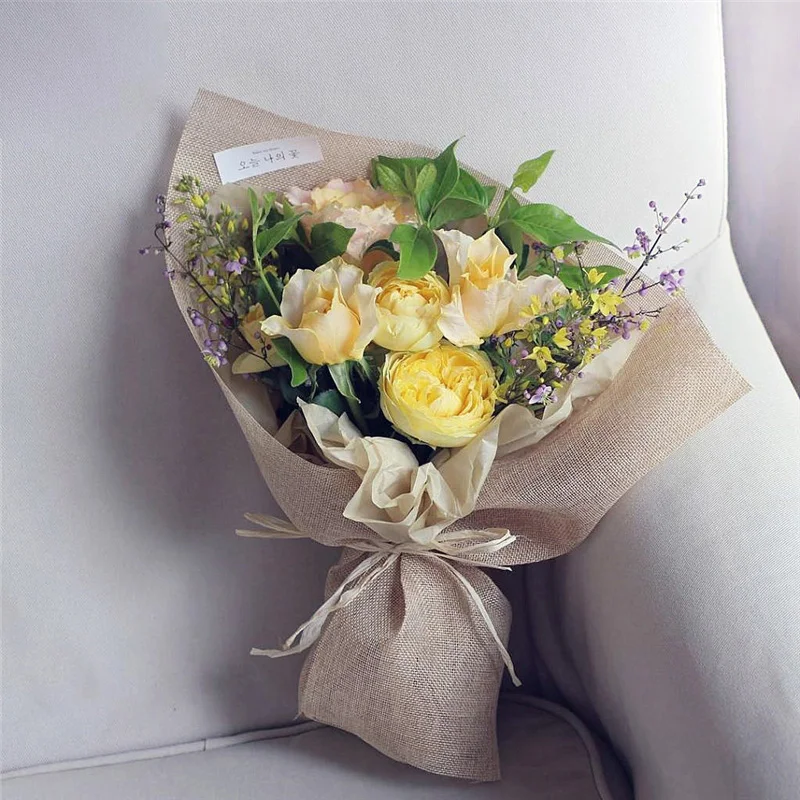 
Hot Sale Eco-Friendly Linen Fabric Flower Wrapping Paper Roll Mesh 