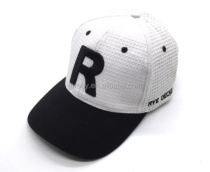 crocheted hat custom breathable waffle fabric baseball cap 3d embroidery