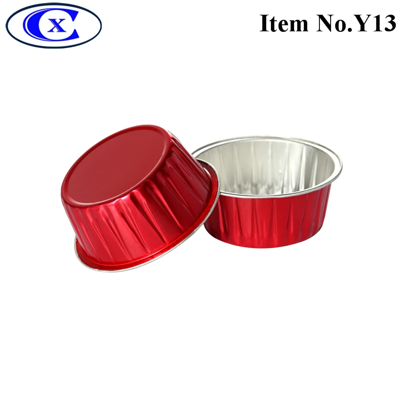 Disposable custom colorful christmas party muffin cups yogurt dessert cupcake cases round 125ml aluminum foil cup cake with lid