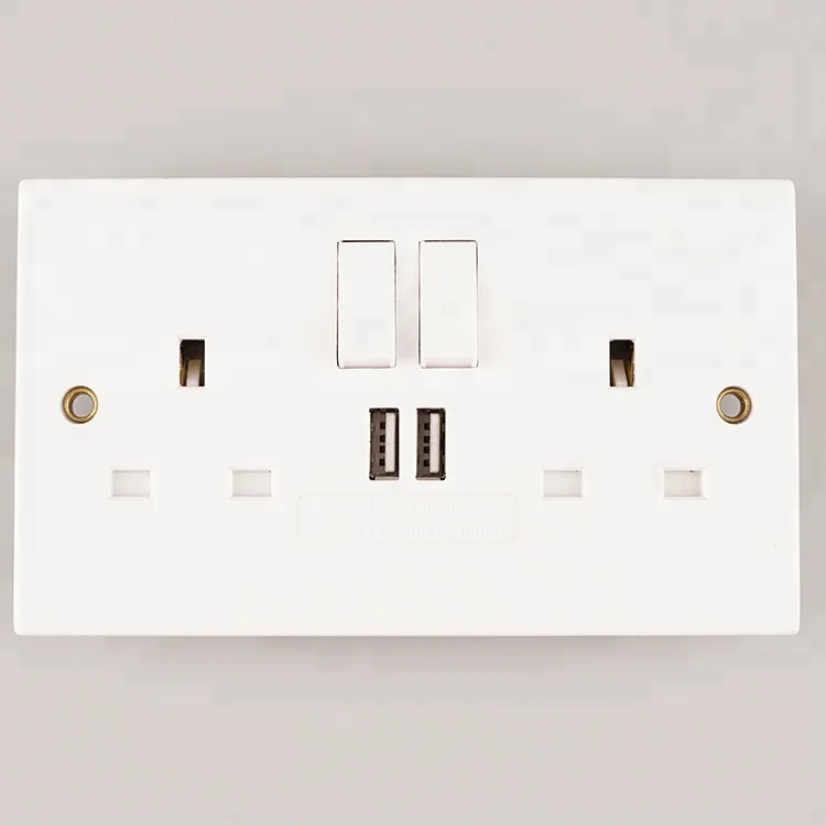 WK 13A 2 Gang  With USB Part Power Switch Socket Electrical Outlet