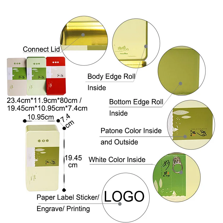2018 popular high quality design composite eco-friendly square OEM chinese tea packaging tin box