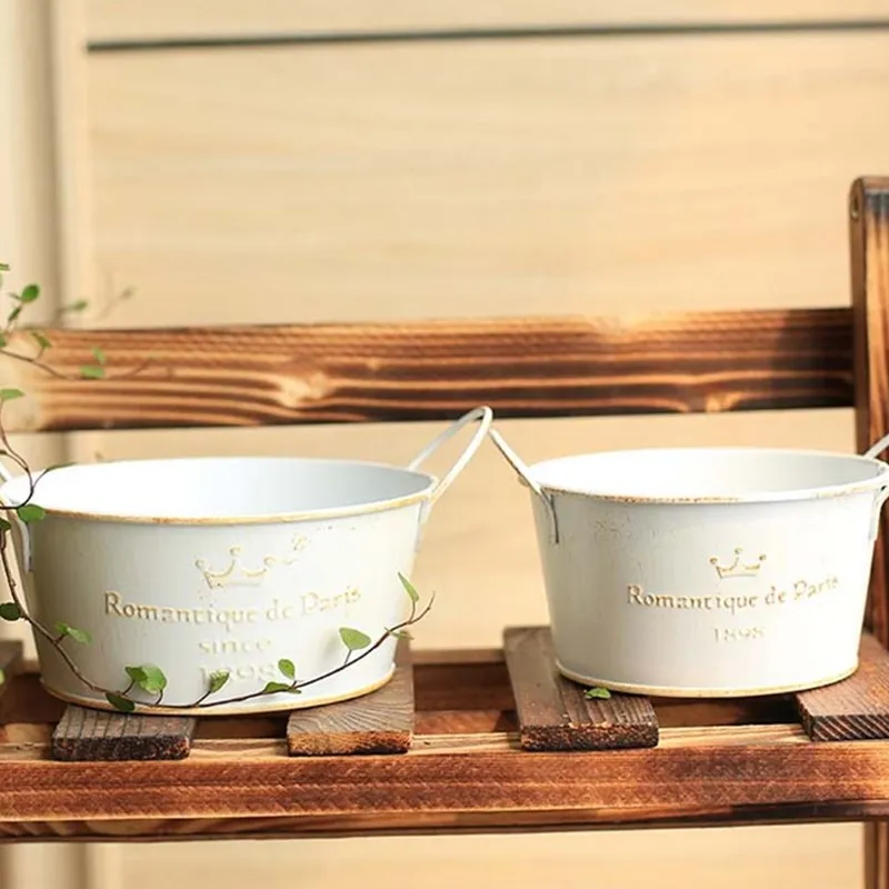 American country restoring ancient ways iron bucket,creative balcony decoration basin, pastoral style for old flower pots