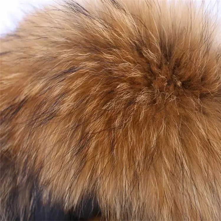 Factory price high quality Real Raccoon Fur Trim for jacket hood Detachable Raccoon Fur Collars