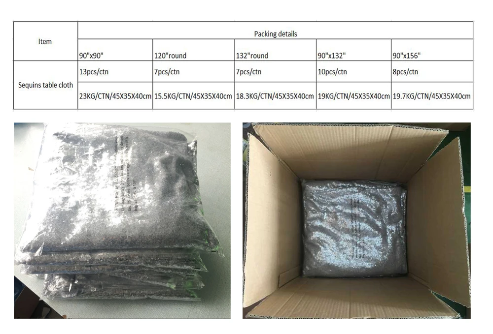 MX2330E Glitter sequined gold customized size table cloths for decoration wedding table