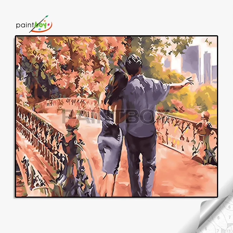 40*50 girls printed dusk photo on canvas oil painting by numbers home deceration