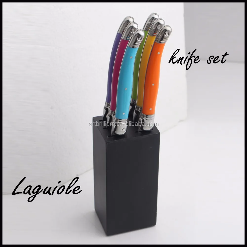 
Custom printing kitchen laguiole style 6pcs wooden steak knives set 
