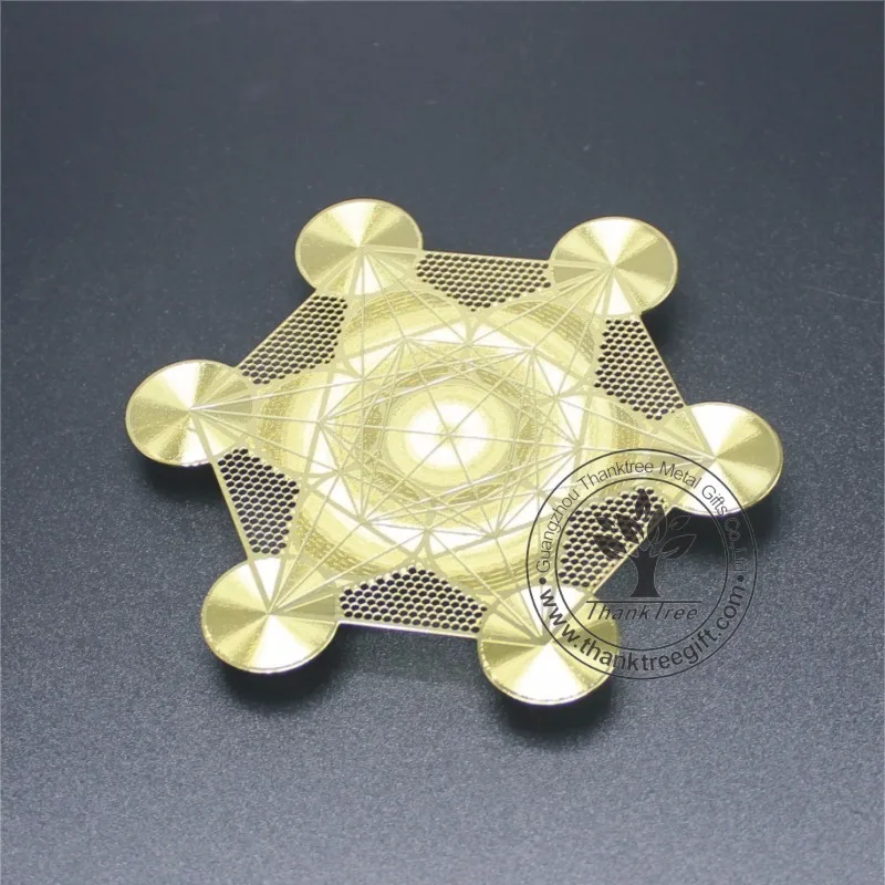 Religious style and India Regional gold plated Metatron Cube metal energy card