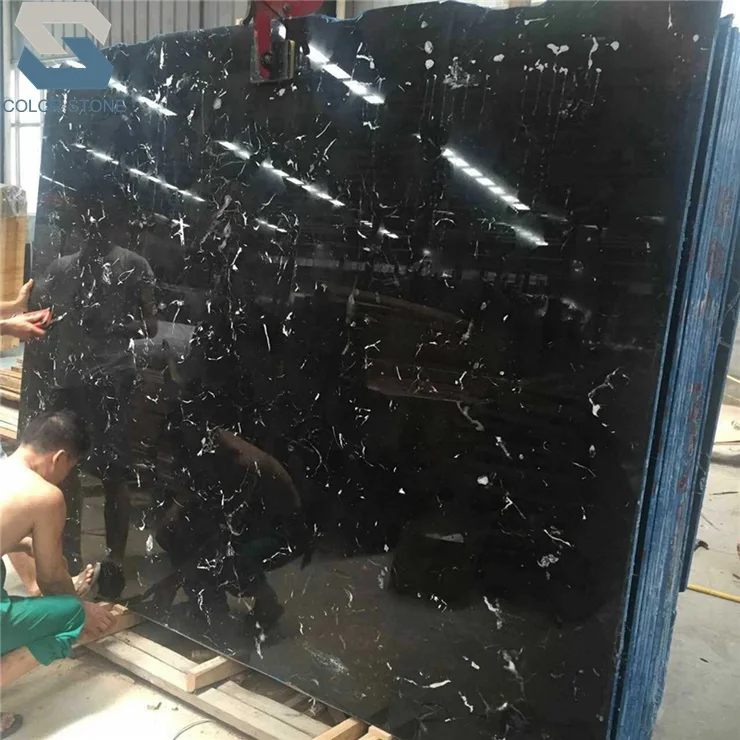 Cheap chinese marmol granitos price black ice marble with white veins