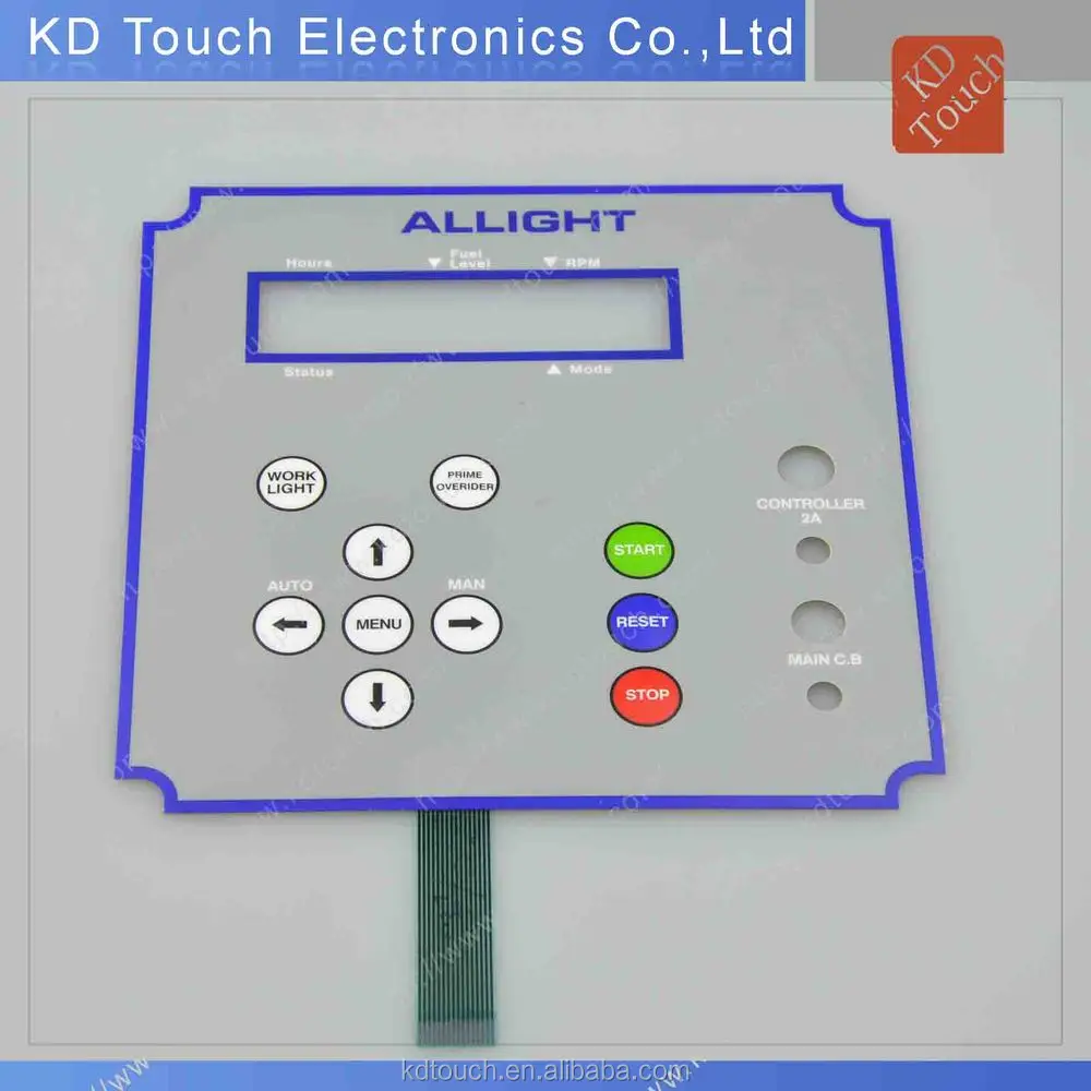 Промышленный кнопочный мембранный переключатель с 3M клеем и никоматическим соединителем