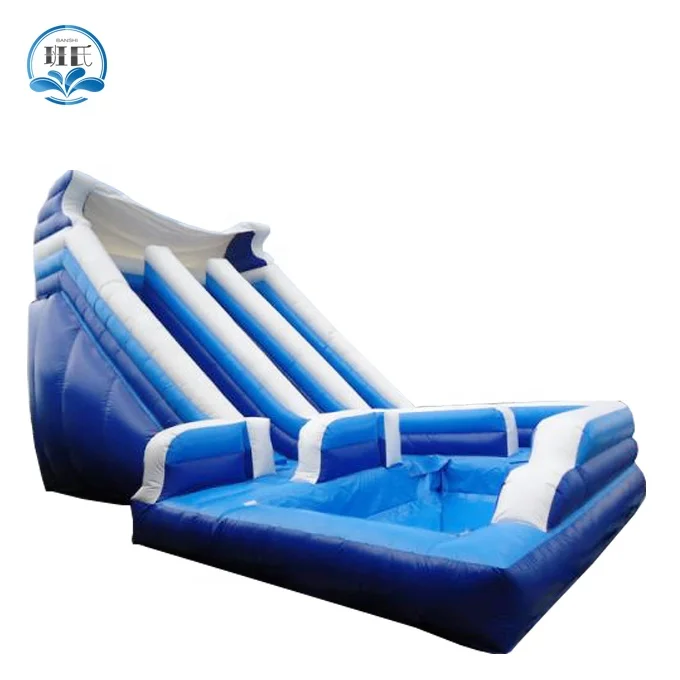 
wave color customized summer water games rental children and adults double lane inflatable water slide with pool 