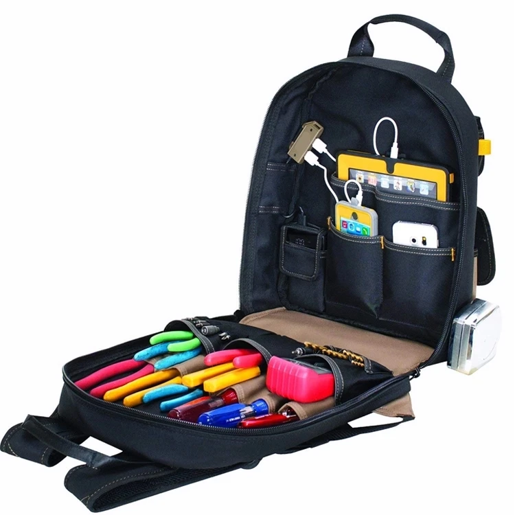 wholesale waterproof durable rigid tool backpack technician usb charger with laptop compartment
