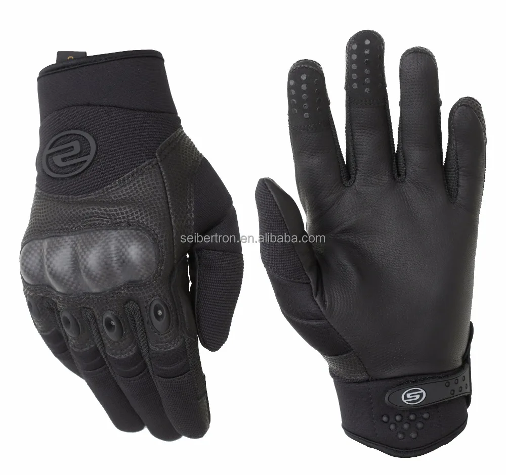 
Seibbertron O.J.J.C Carbon Fiber Shell knuckle protection sports safety gloves Genuine leather tactical glove 