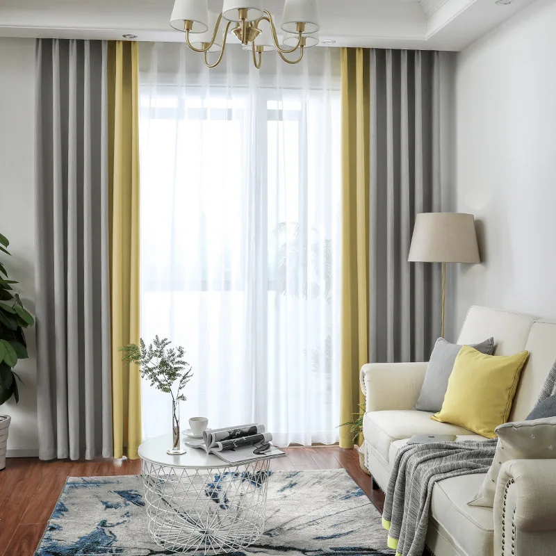 
2018 new Nordic style net red stitching linen curtains full shade fabric curtain custom,window curtain,blackout curtain 