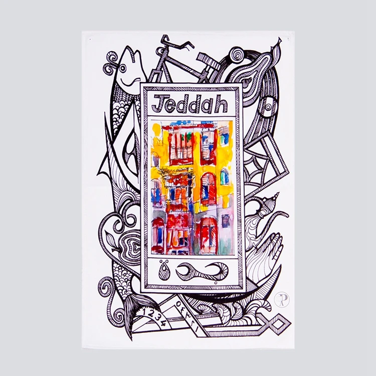Digital printed cotton custom designer kitchen tea towel