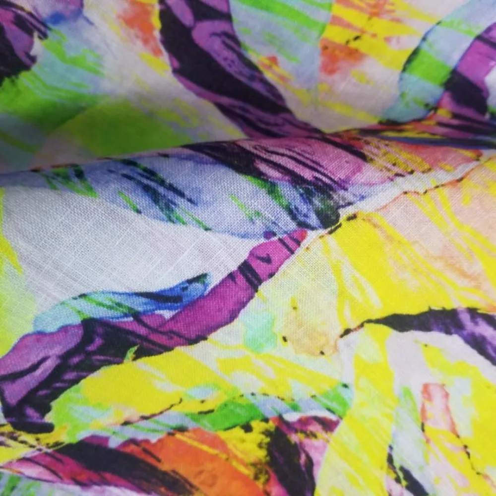 
2017 high quality and cheap price print linen fabric for garment 
