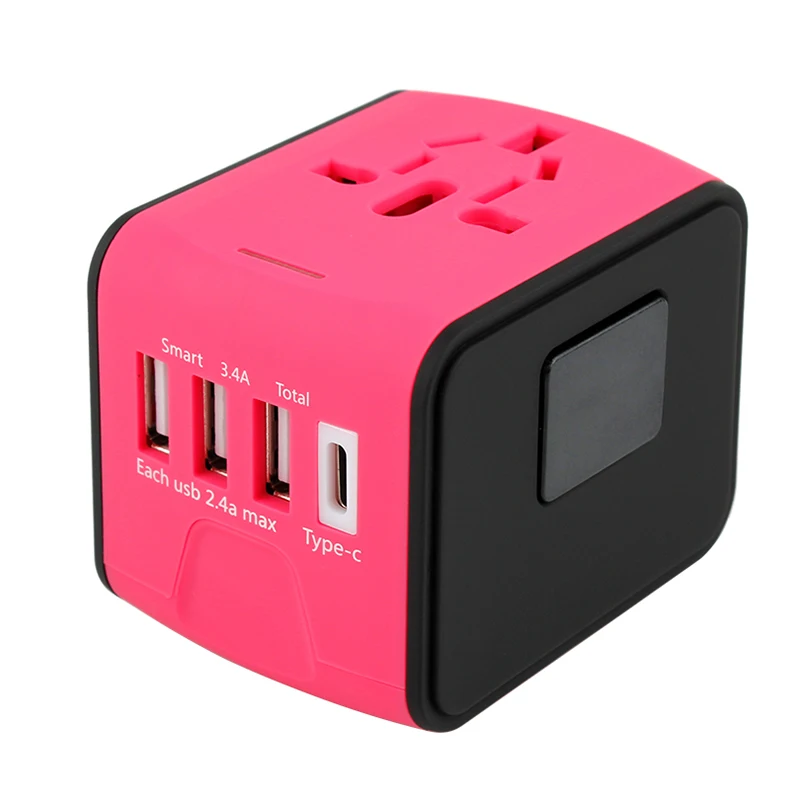 Business travelling world C type USB travel adaptors with case UK,USA,EU,AUS type c travel adapters
