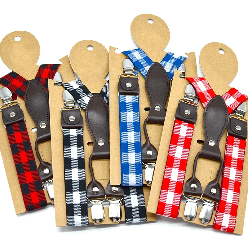 Kids Suspenders Wholesale  Child Trousers Tirantes for Boys Girls  Brace Cheap Brown PU Popular Design Cheap