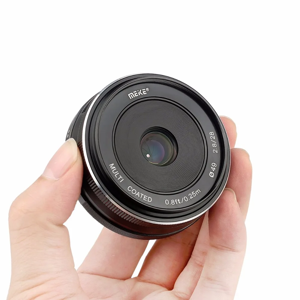 Meike 28mm f2.8 fixed manual focus lens work with EF-M mount Mirrorless Cameras