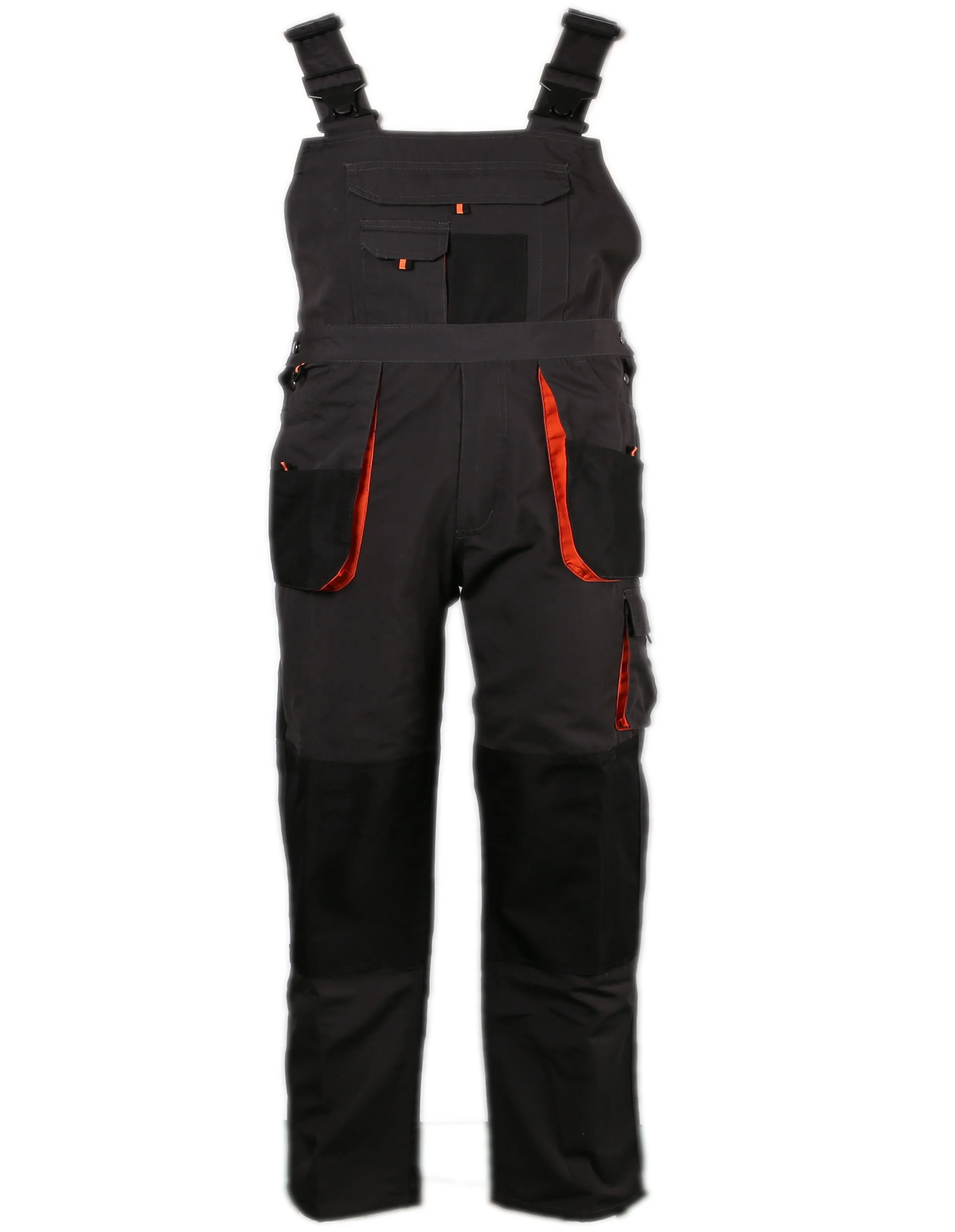 
grey and black canvas workwear bibpants 