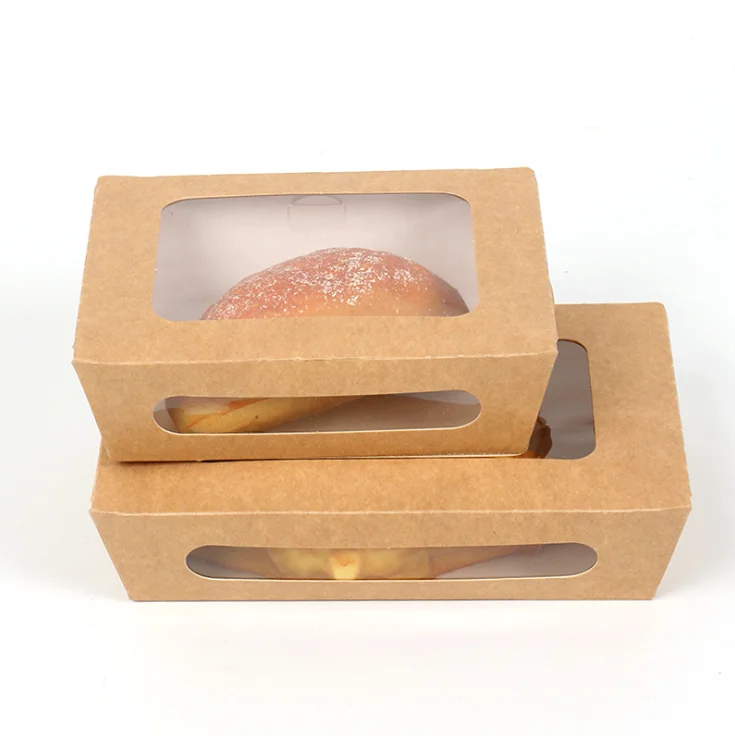 Customized Open window kraft paper croissant packaging boxes for sandwich